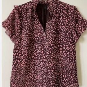 J. Crew Pink and Black Leopard Print Blouse
